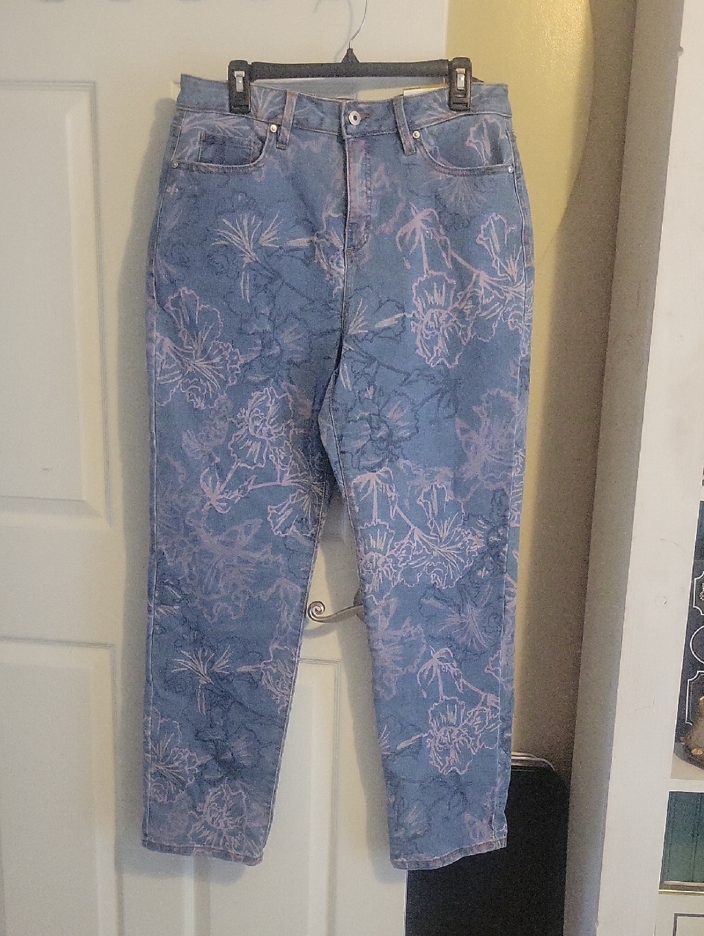 Style & Co. Blue Floral Straight Leg Jeans